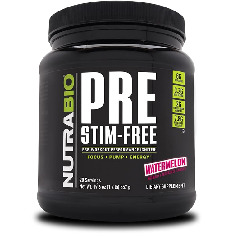 NutraBio PRE Workout Powder - Sustained Energy, Mental Focus, Endurance - Clinically Dosed Formula - Beta Alanine, Creatine, Caffeine, Electrolytes - Watermelon
