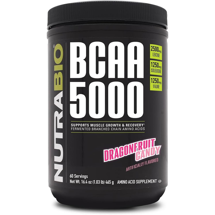 NutraBio BCAA 5000 Powder - Vegan Fermented BCAAs - Supports Lean Muscle Growth, Recovery, Endurance - Zero Fat, Sugar, and Carbs - Dragonfruit Candy