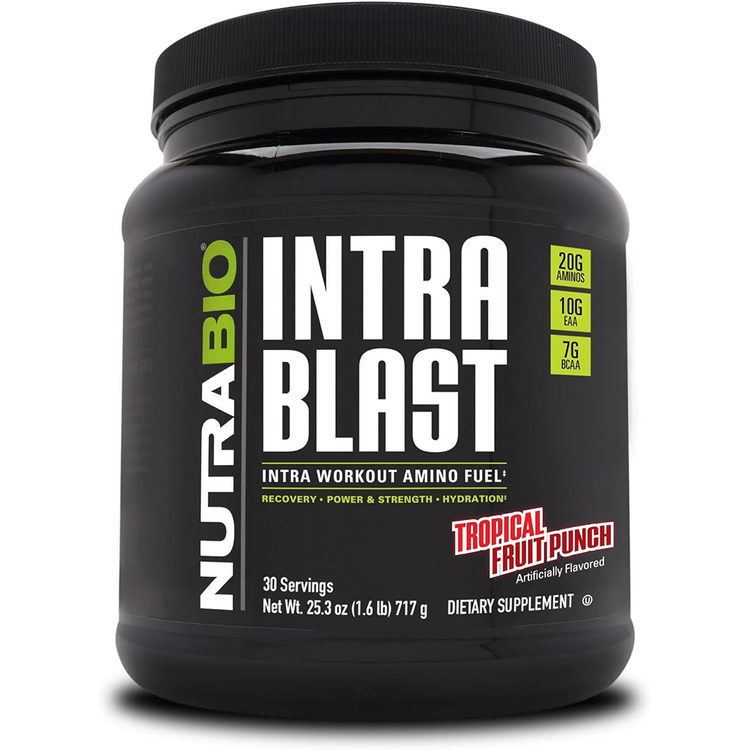 NutraBio Intra Blast and Pre-Workout Powder - Advanced Electrolyte Performance Drink - Amino Acid Recovery, EAA/BCAA Formula - Non-GMO and Gluten Free - Tropical Fruit Punch